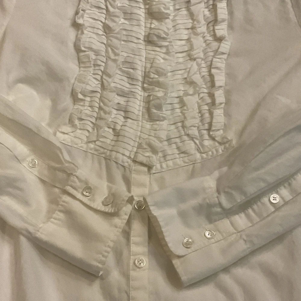 J.Crew 100% silk elegant White Ruffled Silk Blouse - Picture 4 of 4